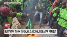VIDEO: Tuntutan Tidak Dipenuhi, Ojek Online Bakar Atribut