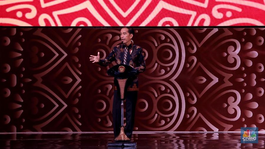 Presiden Joko Widodo (Jokowi) hadir dalam Rapat Pimpinan Kementerian Pertahanan (Kemenhan).