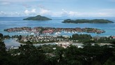 Pemandangan Eden Islands, pulau buatan di Pulau Mahe, salah satu pulau resor di Victoria, Seychelles. (AFP/Yasuyoshi Chiba)