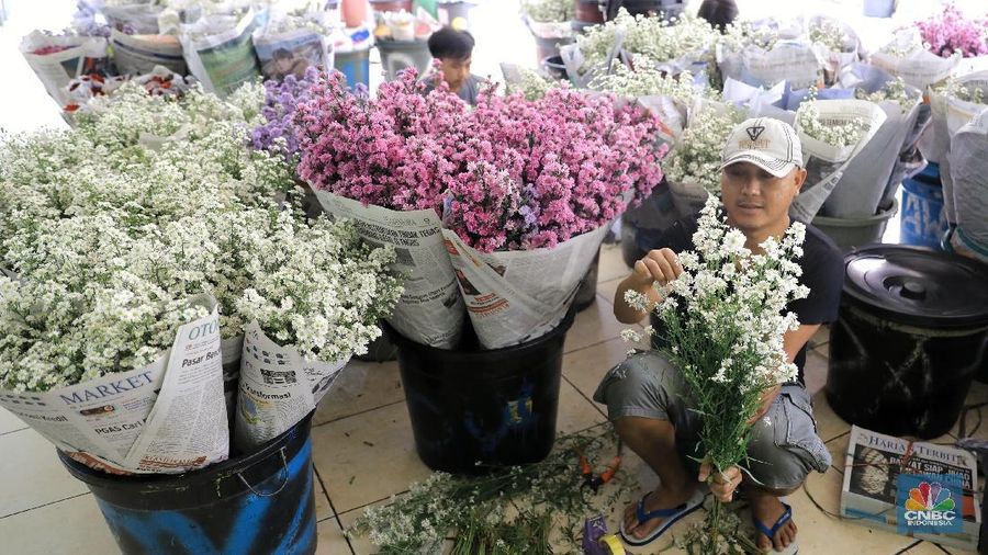 Penjualan bunga di Pasar Bunga Rawa Belong meningkat jelang Imlek.