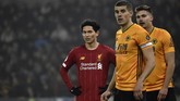 Liverpool menang 2-1 atas Wolverhampton Wanderers di Stadion Molineux pada laga yang diwarnai debut Takumi Minamino di Liga Inggris. (AP Photo/Rui Vieira)