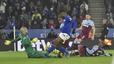 Leicester meraih kemenangan telak 4-1 atas West Ham United di Stadion King Power. (AP Photo/Rui Vieira)