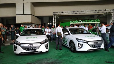Peluncuran Grabcar Electric (CNBC Indonesia/Yuni Astutik)