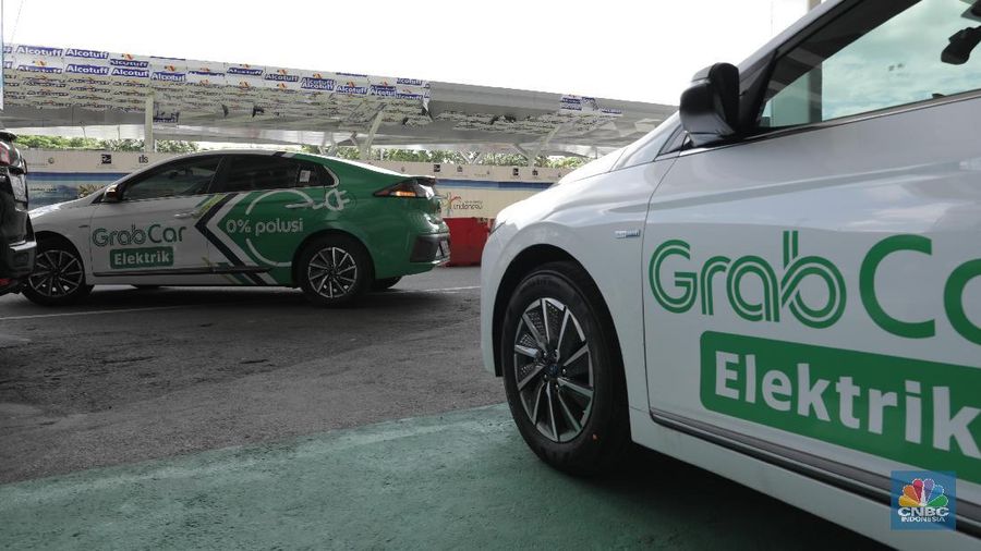 Mobil Listrik Grab Indonesia. (CNBC Indonesia/Tri Susilo)