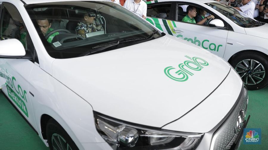Mobil Listrik Grab Indonesia. (CNBC Indonesia/Tri Susilo)