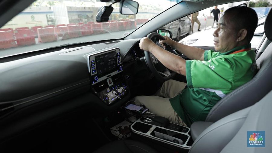 Mobil Listrik Grab Indonesia. (CNBC Indonesia/Tri Susilo)