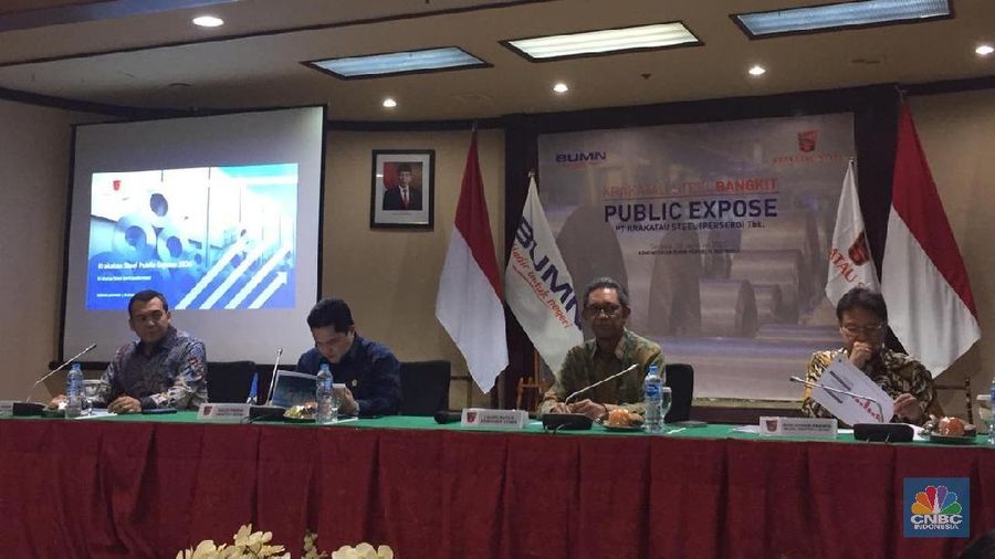 Erick menyebutkan PT Krakatau Steel (Persero) Tbk (KRAS) berhasil merestrukturisasi utang hingga mencapai Rp 40 triliun.