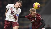 AC Milan mendapatkan perlawanan sengit dari Torino sejak awal laga. (Fabio Ferrari/Lapresse via AP)