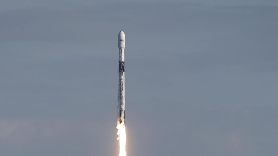 A Falcon 9 SpaceX rocket with a payload of approximately 60 satellites for SpaceX's Starlink broadband network lifts off from Space Launch Complex 40 at the Cape Canaveral Air Force Station in Cape Canaveral, Fla., Wednesday, Jan. 29, 2020. (AP Photo/John Raoux)