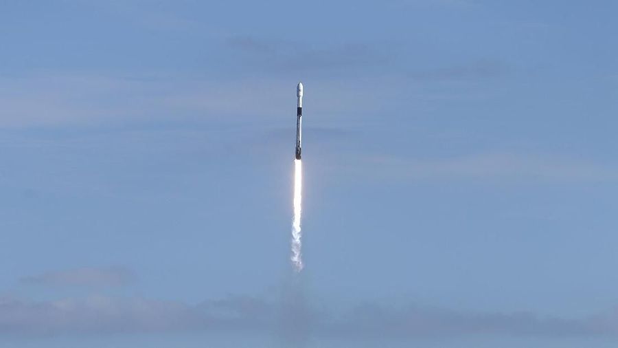 A Falcon 9 SpaceX rocket with a payload of approximately 60 satellites for SpaceX's Starlink broadband network lifts off from Space Launch Complex 40 at the Cape Canaveral Air Force Station in Cape Canaveral, Fla., Wednesday, Jan. 29, 2020. (AP Photo/John Raoux)