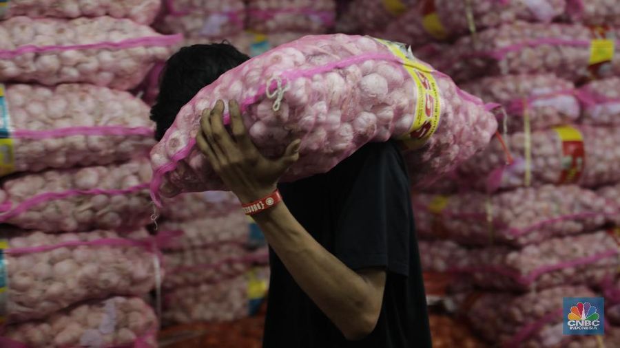 Gegara Virus Corona, Bawang Putih Meroket Naik. (CNBC Indonesia/Tri Susilo)