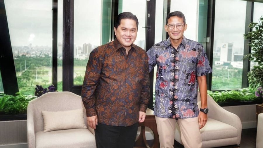 Erick Thohir ketika menerima kunjungan dari Sandiaga Uno (Instagram/Erick Thohir)