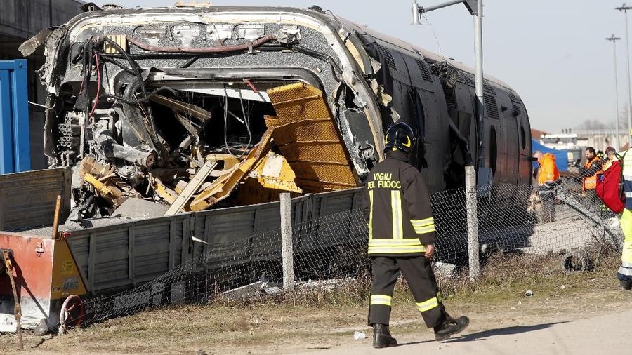 Sebuah kereta cepat mengalami kecelakaan di Italia, Kamis (6/2/2020).