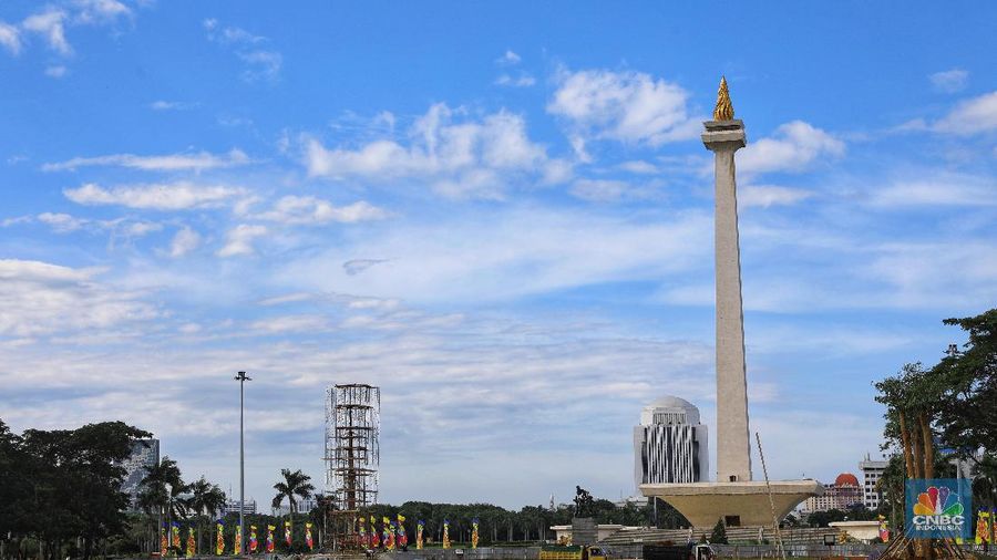 Mendapat Izin, Begini Penampakan Revitalisasi Monas yang Dilanjutkan. (CNBC Indonesia/Andrean Kristianto)