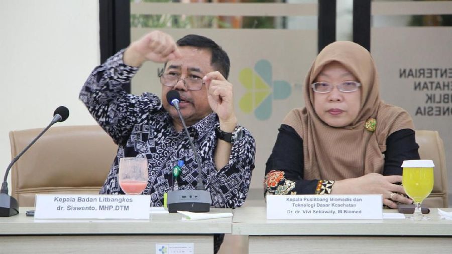 Pernyataan Kemenkes disampaikan sejumlah pejabat dalam keterangan pers di Badan Penelitian dan Pengembangan Kesehatan Kemenkes, Jakarta, Selasa (11/2/2020).