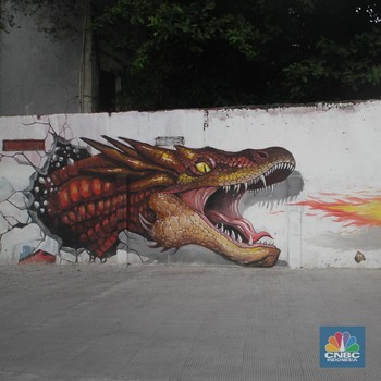 Keren! Ini Mural Satwa Bantaran Kali Opak Yang Instagrammable