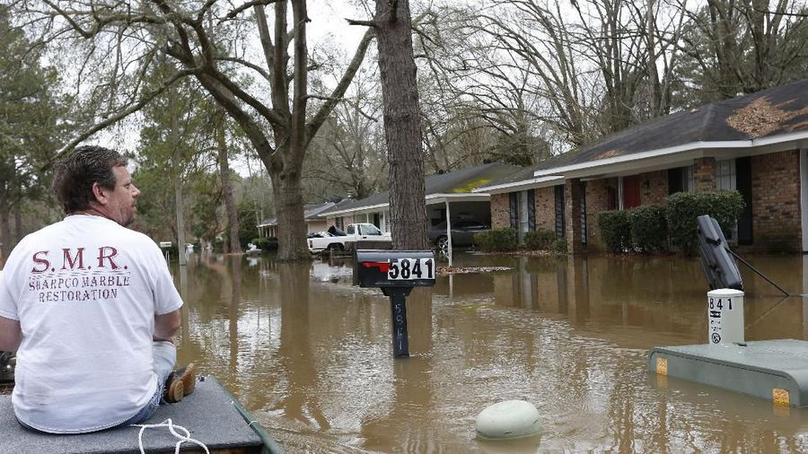 Mississipi, negara bagian Amerika Serikat (AS) terendam banjir karena meluapnya Sungai Pearl.