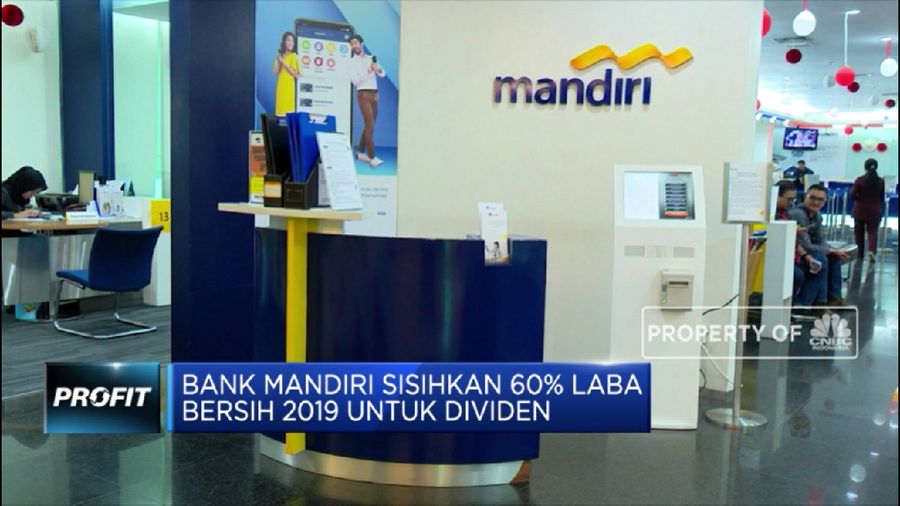 PT Bank Mandiri Tbk (BMRI) akan membagikan dividen tunai Rp 16,49 triliun atau setara 60% dari laba bersih 2019.