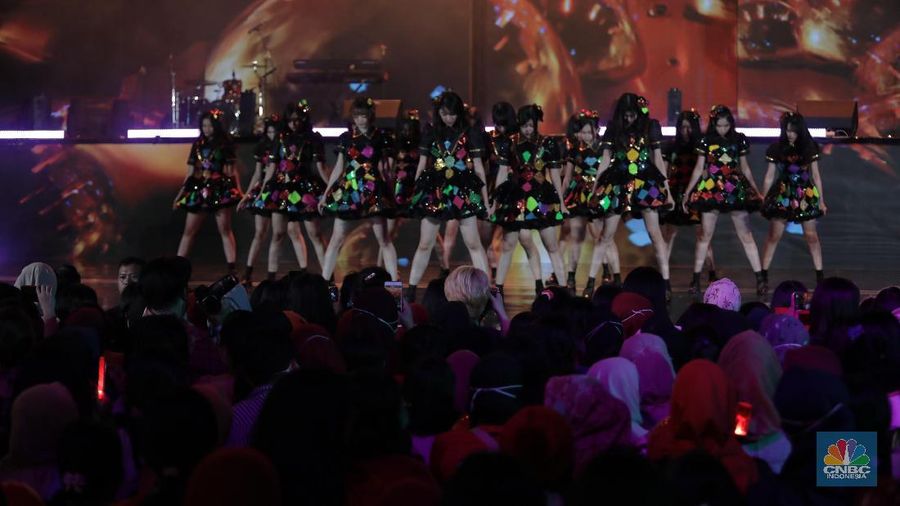 JKT48 dalam acara bertajuk Korean Wave in Love. (CNBC Indonesia/Tri Susilo)