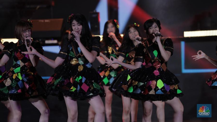 JKT48 dalam acara bertajuk Korean Wave in Love. (CNBC Indonesia/Tri Susilo)