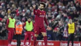Liverpool berhasil menyamakan kedudukan menjadi 2-2 lewat Mohamed Salah di menit ke-68 setelah menerima umpan Andy Robertson. (AP Photo/Jon Super)