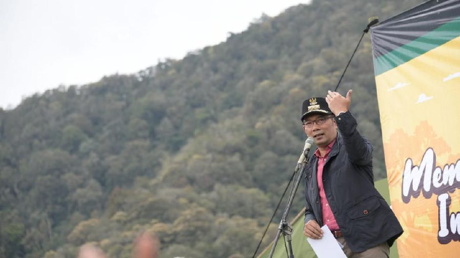 Gubernur Jabar Ridwan Kamil menghadiri acara Santri Camp 2020 di Perkemahan Ranca Upas, Ciwidey, Kabupaten Bandung, Sabtu (29/2/20). (Foto: Pipin/Humas Jabar)