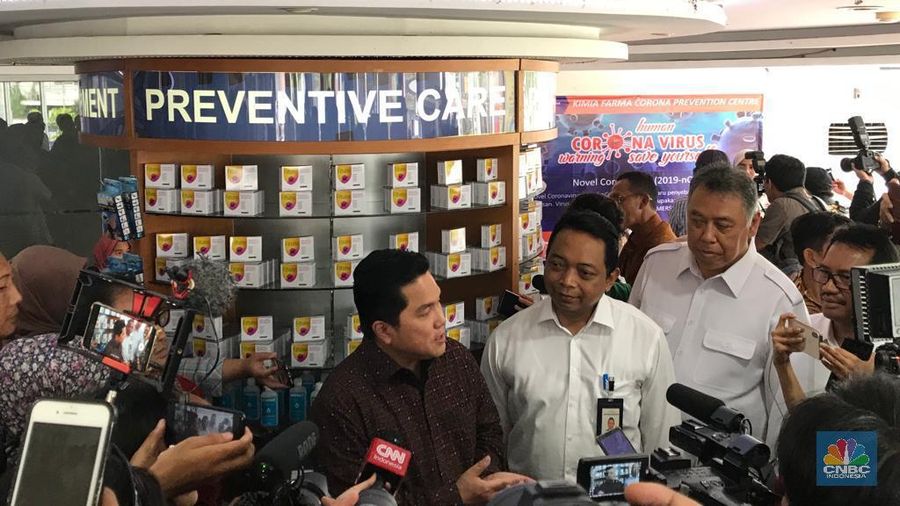 Erick Tohir di kimia farma. (CNBC Indonesia/Monica Wareza)