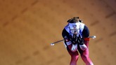 Atlet Norwegia Johannes Thingnes Boe tampil pada ajang Piala Dunia Biathlon nomor 10 kilometer di Nove Mesto na Morave, Republik Ceko, Jumat (6/3). (AP Photo/Petr David Josek)