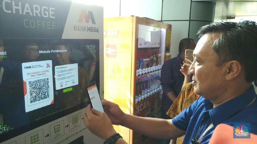 Bank Mega bersama Bank Indonesia mengadakan sosialisasi QRIS. (CNBC Indonesia/Yuni Astutik)
