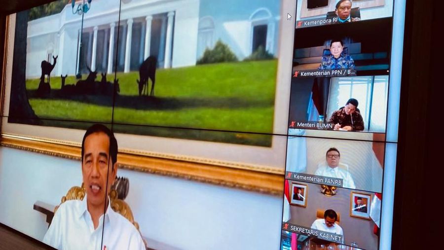 Jokowi pada hari ini memimpin rapat terbatas dengan topik membahas percepatan ekonomi menghadapi tekanan virus corona