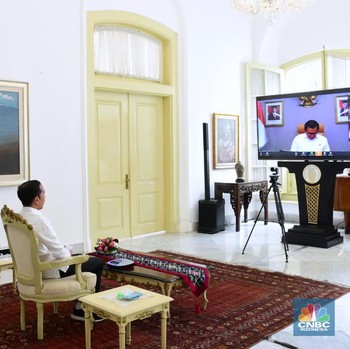 Efek Covid-19, Jokowi Pimpin Rapat via Konferensi Video