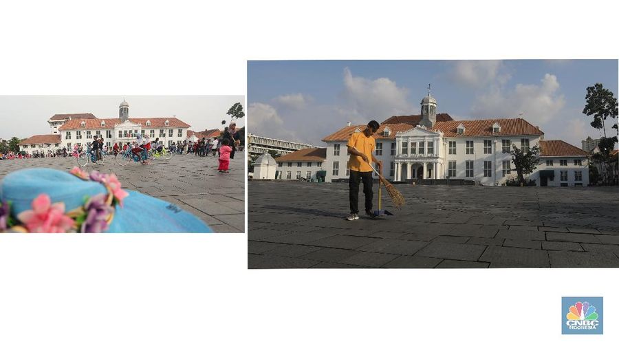Kota tua yang biasanya dipadati pengunjung kali ini tampak kosong dari keramaian. Ini lantaran objek wisata bersejarah ini sedang tutup sementara.