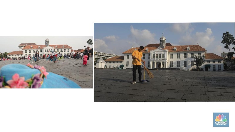 Kota tua yang biasanya dipadati pengunjung kali ini tampak kosong dari keramaian. Ini lantaran objek wisata bersejarah ini sedang tutup sementara.