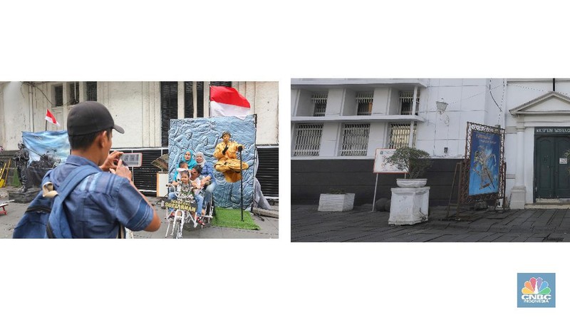 Kota tua yang biasanya dipadati pengunjung kali ini tampak kosong dari keramaian. Ini lantaran objek wisata bersejarah ini sedang tutup sementara.