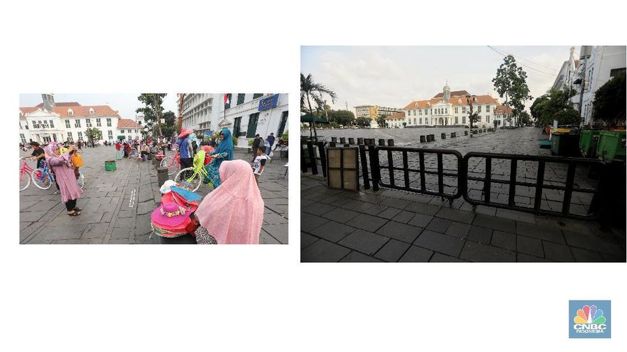 Kota tua yang biasanya dipadati pengunjung kali ini tampak kosong dari keramaian. Ini lantaran objek wisata bersejarah ini sedang tutup sementara.