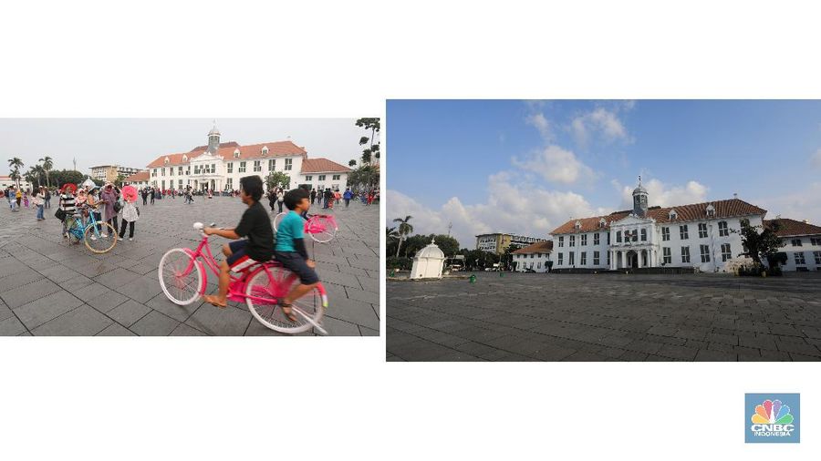 Kota tua yang biasanya dipadati pengunjung kali ini tampak kosong dari keramaian. Ini lantaran objek wisata bersejarah ini sedang tutup sementara.