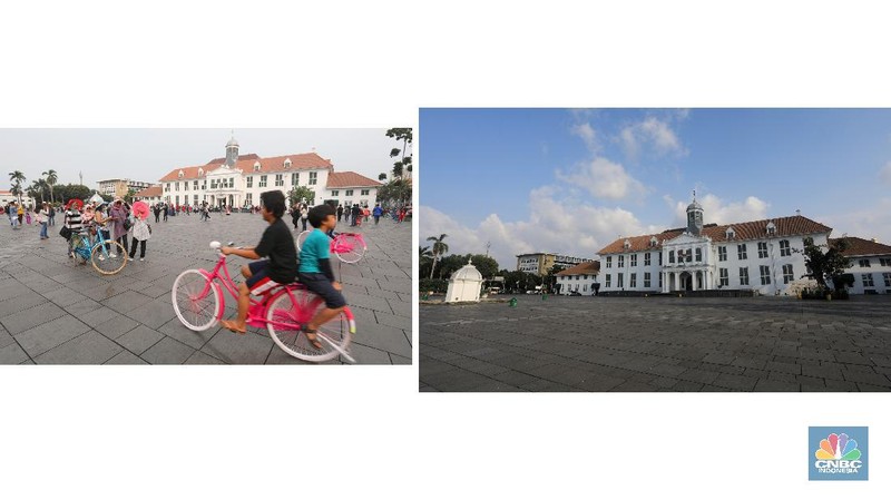 Kota tua yang biasanya dipadati pengunjung kali ini tampak kosong dari keramaian. Ini lantaran objek wisata bersejarah ini sedang tutup sementara.