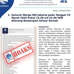 Kemkominfo Temukan 1.670 Hoaks Terkait COVID-19