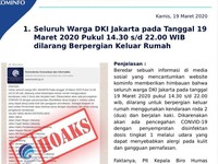 Kominfo Larang Warga Jakarta Keluar Rumah Hari Ini? Hoaks!