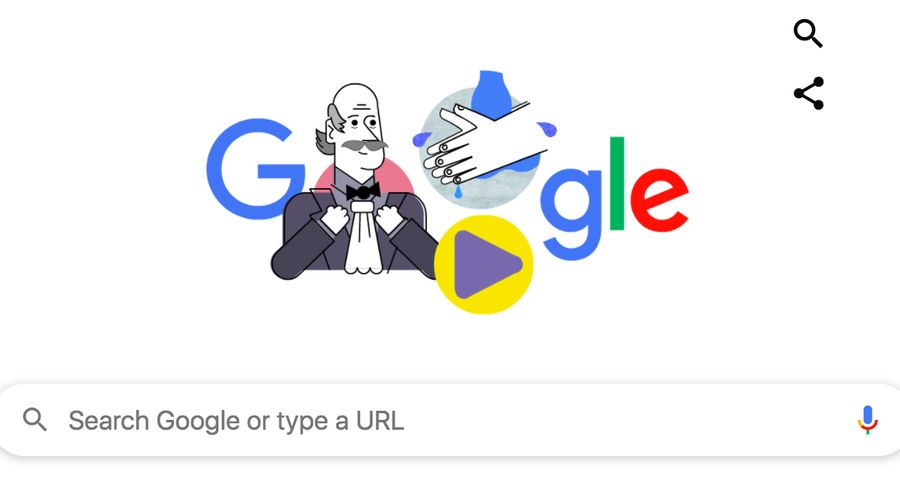 Google Doodle hari ini, menampilkan Ignaz Semmelweis seorang dokter yang berjasa karena menemukan cara mengurangi infeksi virus.