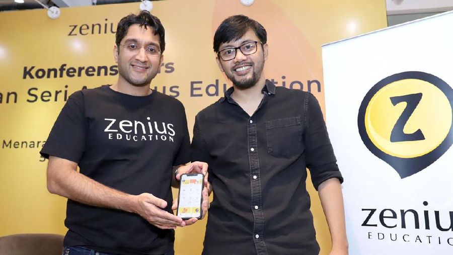 Rohan Monga (Chief Executive Officer) dan Sabda PS (Co-founder & Chief Education Officer) dalam konferensi pers pengumuman pendanaan Seri A Zenius. (Dok. Zenius)