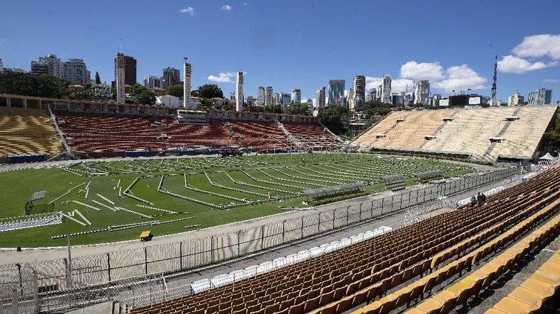 Stadion Pacaembu di pusat kota São Paulo diubah menjadi rumah sakit terbuka untuk menangani kasus-kasus dari wabah coronavirus.