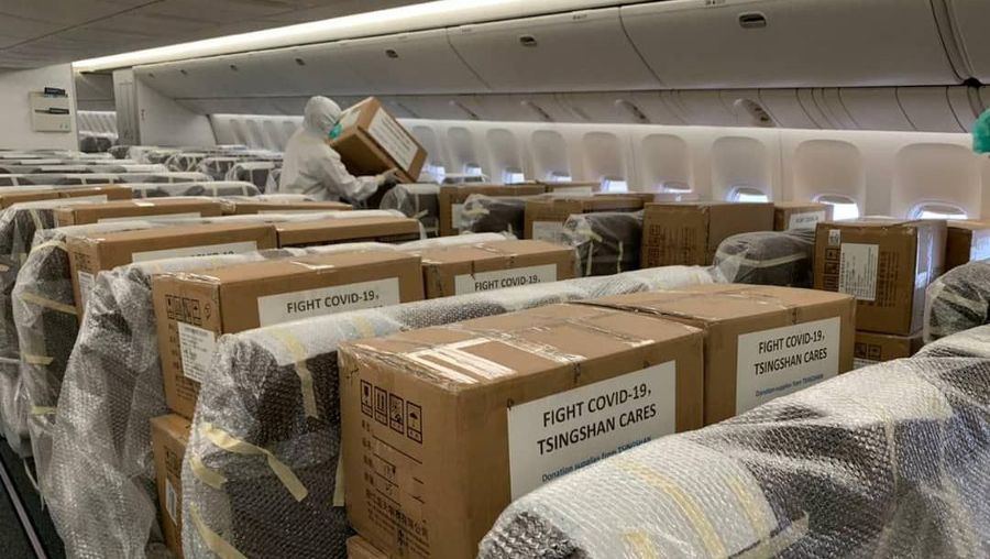 Boeing 777 bawa 40 ton alat kesehatan untuk penanganan Covid-19. (Ist)