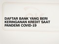 VIDEO: Daftar Bank Pemberi Keringanan Kredit di Tengah Corona