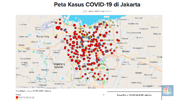 Peta Corona Jakarta 8 April: 1.552 Positif, 144 Meninggal Jumlah kasus positif virus corona Covid-19 di Jakarta pada hari ini bertambah 157 kasus. Total yang terkonfirmasi positif corona kini mencapai 1.552 orang.