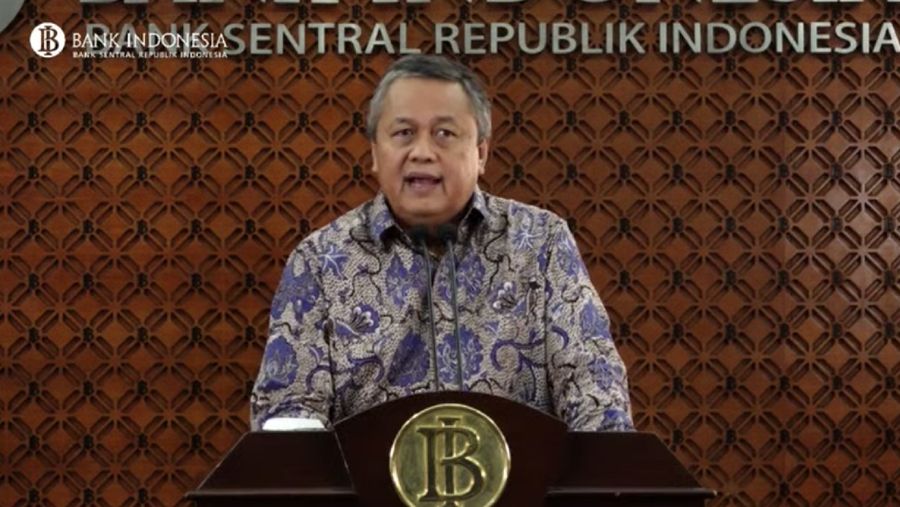 Gubernur Bank Indonesia Perry Warjiyo memberi keterangan pers 