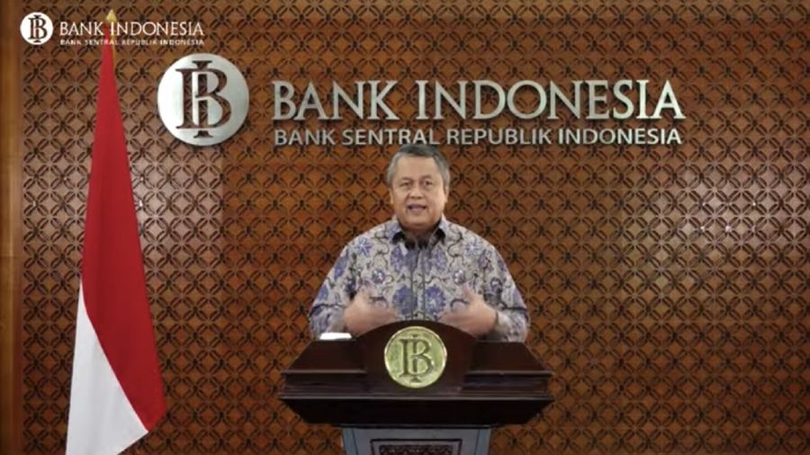 Gubernur Bank Indonesia Perry Warjiyo memberi keterangan pers 