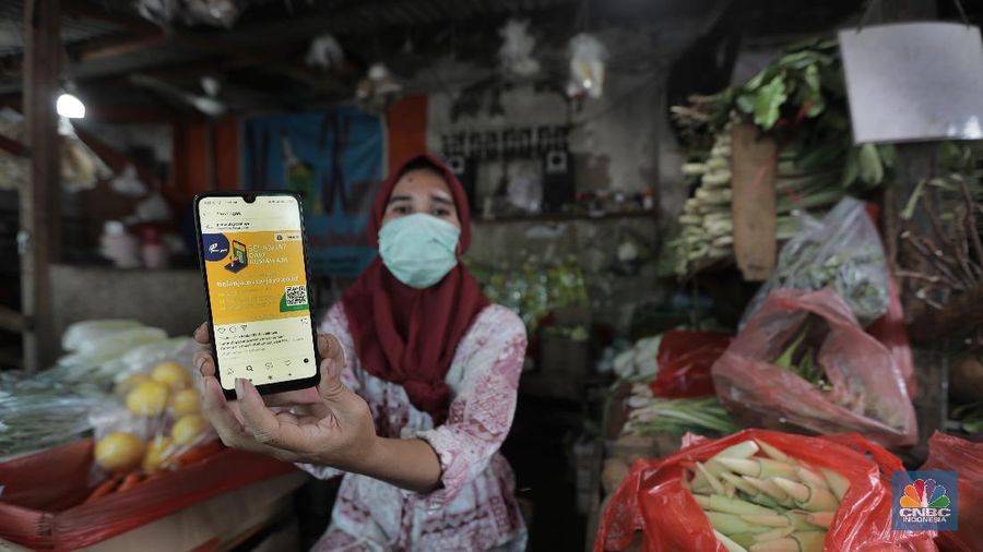 Pelayanan Pasar Tradisional via Online (CNBC Indonesia/Muhammad Sabki)