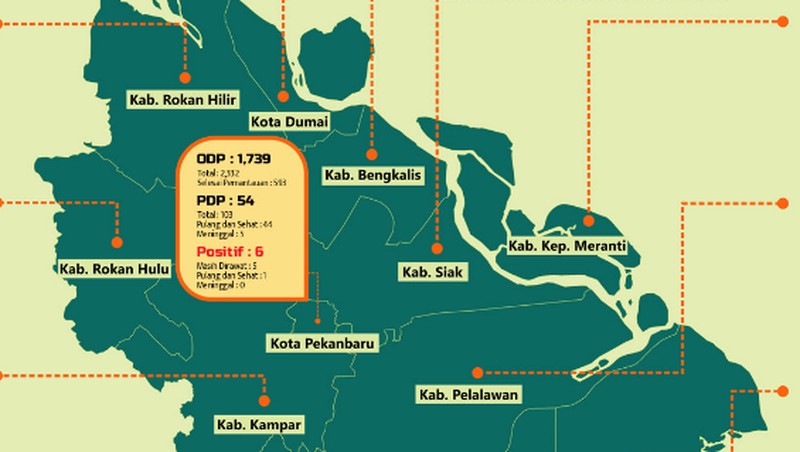 Kasus COVID-19 tersebar di 33 provinsi. Provinsi DKI Jakarta memuat kasus paling banyak.