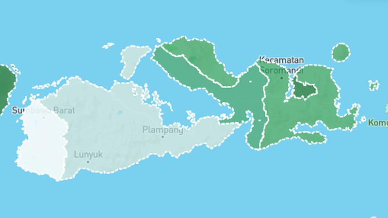 Kasus COVID-19 tersebar di 33 provinsi. Provinsi DKI Jakarta memuat kasus paling banyak.